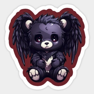 Gothic Guardian: The Dark Angel Teddy Bear Sticker